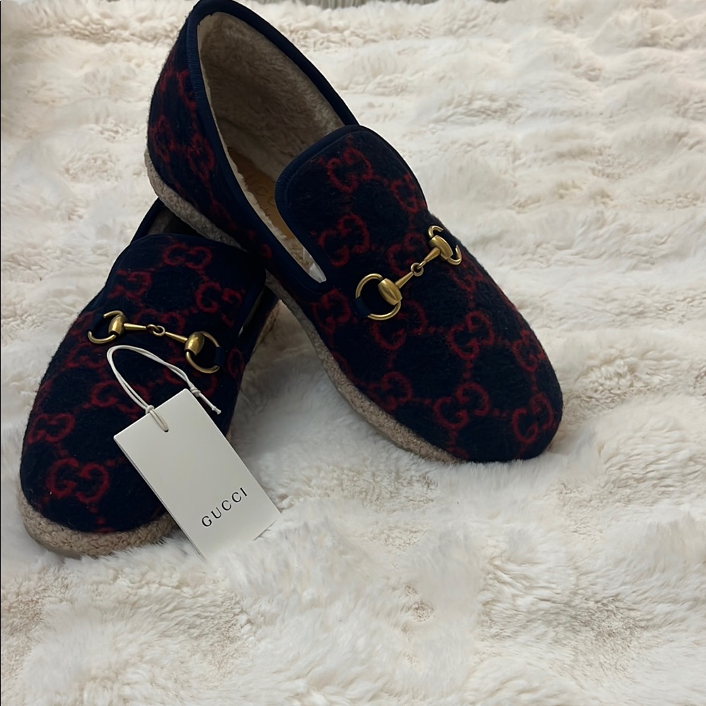 Gucci Navy And Red Loafers